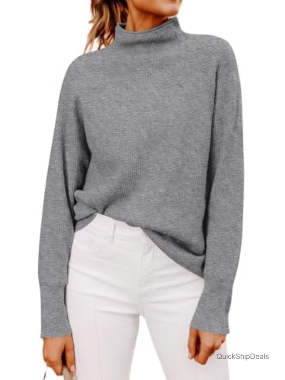 Women's Long Sleeve Mock Neck Sweater Soft Cozy Knit Pullover
